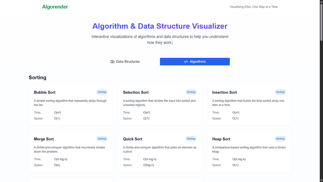Algorender - Data structure & Algorithms Visualiser
