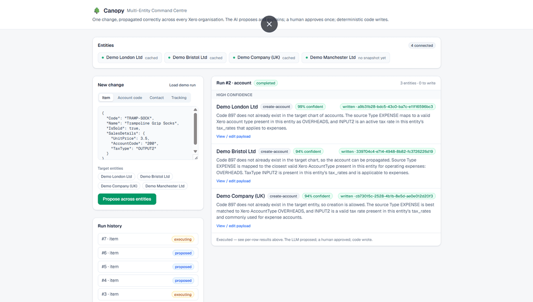 Canopy - Multi-Entity Command Centre for Xero